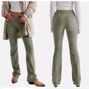 Free People Jenny High Rise Sage Green Corduroy Pants